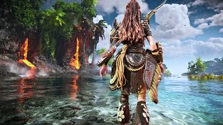 [4K] Horizon Forbidden West: Burning Shores DLC - Relaxing Free Roaming (swimming, walking & flying)