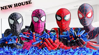 TEAM SPIDER-MAN vs SPIDER-GIRL in REAL LIFE || One Day At New House ( Live Action ) - Bunny Life