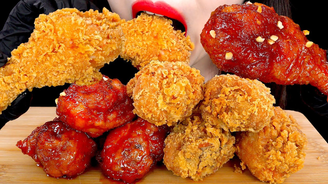 ASMR FRIED CHICKEN BBQ 황금올리브닭다리 후라이드 양념치킨 먹방 MUKBANG EATING SOUNDS 咀嚼音 | ZOEY ASMR