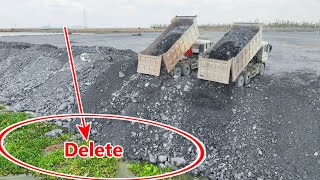 Amazing Work of Heavy Dump Truck Transporting Rock With Powerful Bulldozer & Excavator Work