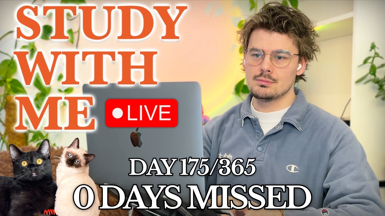 Study With Me (&🐱) LIVE 🚀 6-HOURS — Deep Focus (50/10 Pomodoro) | Cozy UK Rain