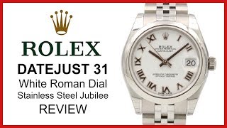 ▶ Rolex Datejust 31, White Roman, Stainless Steel Jubilee, Midsize, REVIEW - 178240