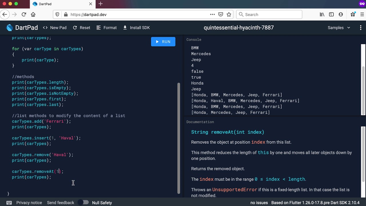 Dart Collections - Lists