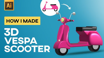 How to Create 3D Vespa Scooter in Adobe Illustrator  |  Learn 3D in Illustrator