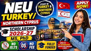 NEU Turkey/Northern Cyprus Scholarship 2026-27 | MS, PhD | No IELTS, No Fee