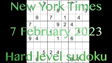 Sudoku solution – New York Times sudoku 7 February 2023 Hard level