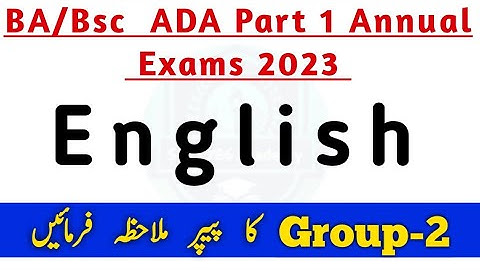 BA/ADA Part 1 English Evening Group 2 Paper - Annual Exams 2023