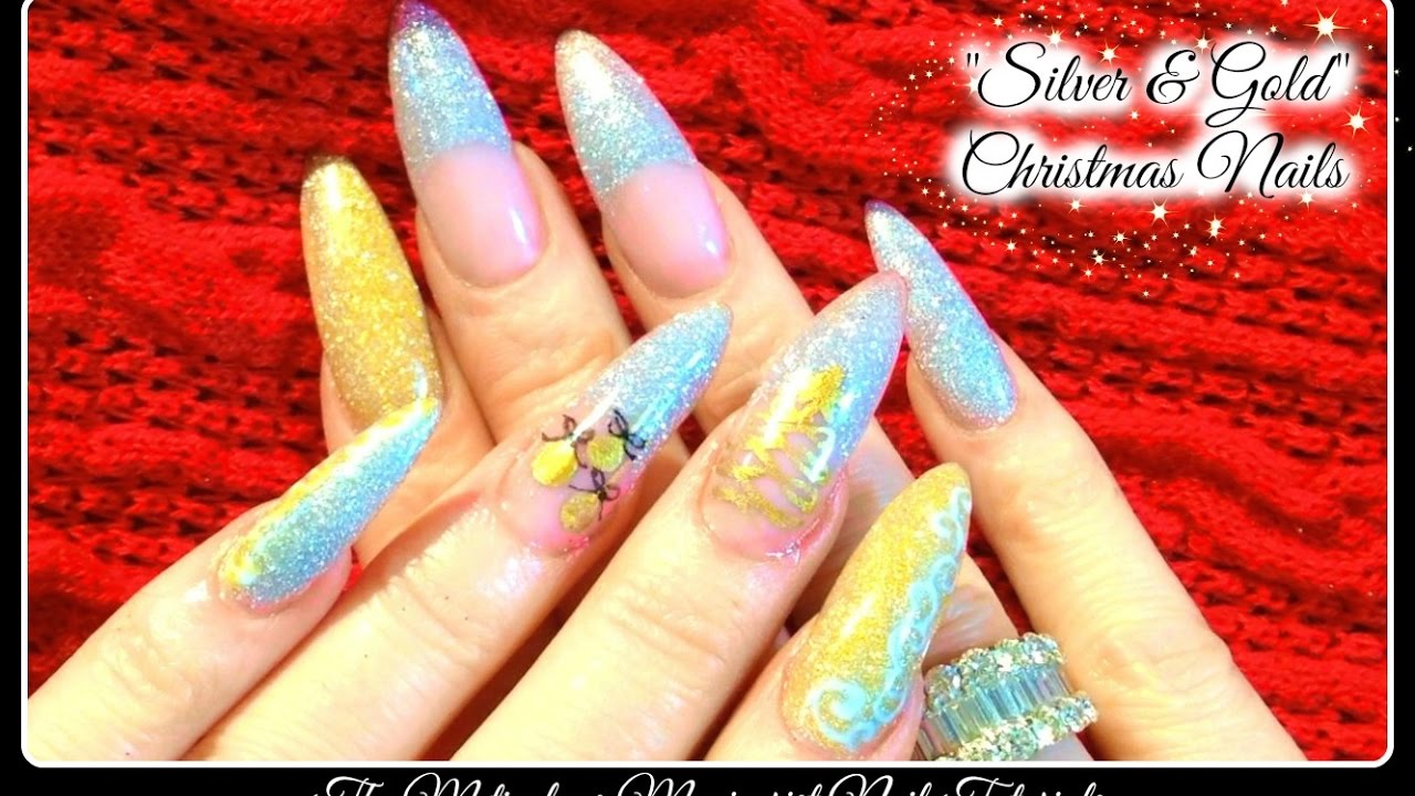 Stiletto Acrylic Nails: How to with Christmas Nail Art