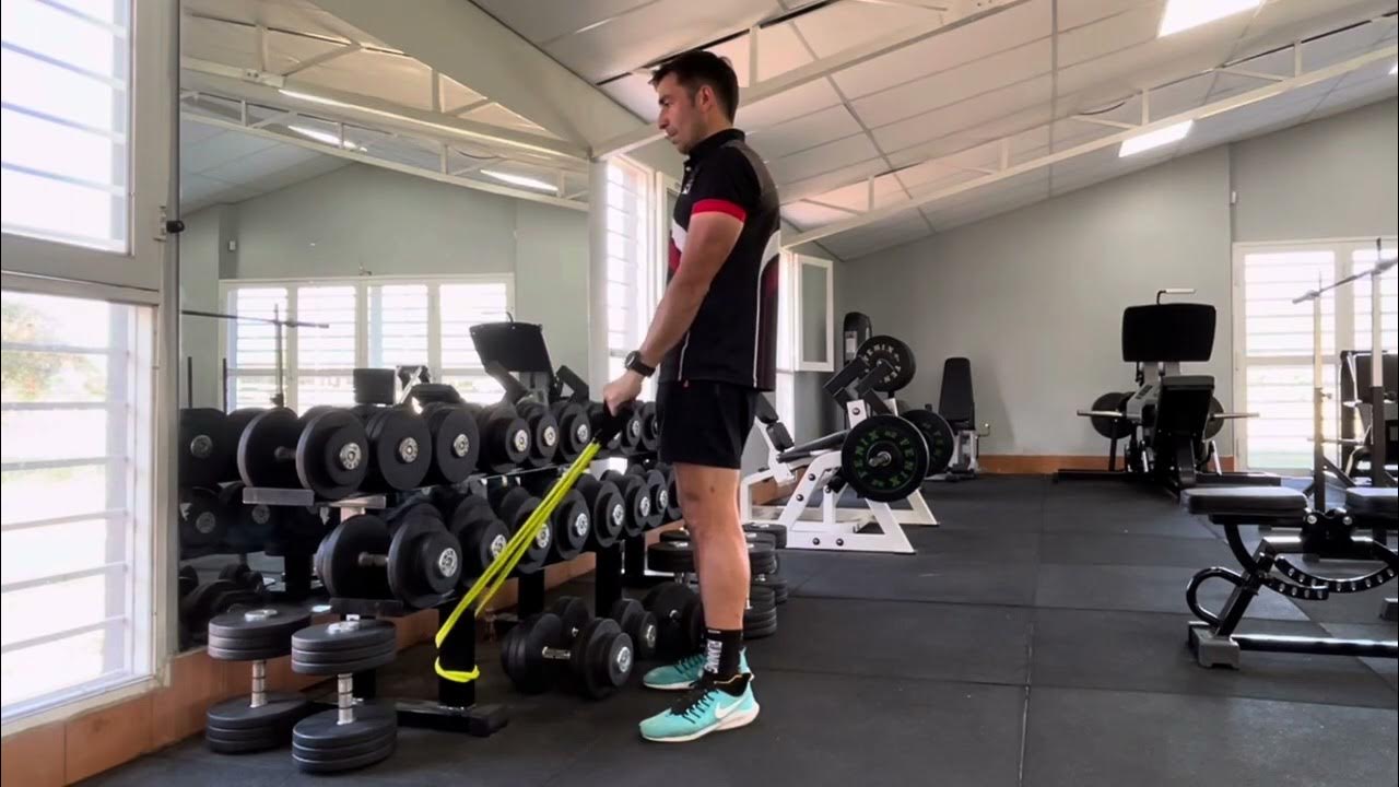 Curl de Biceps con Banda Elástica, Agarre supino Standing Band Curl