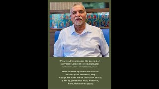 Funeral service of Royden Joseph Mendonce 14th December 2025 at 12:30 PM IST
