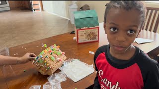 7 Year Old Builds A Gingerbread House For Christmas