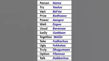 English Vocabulary In Afaan Oromo Learnenglish 