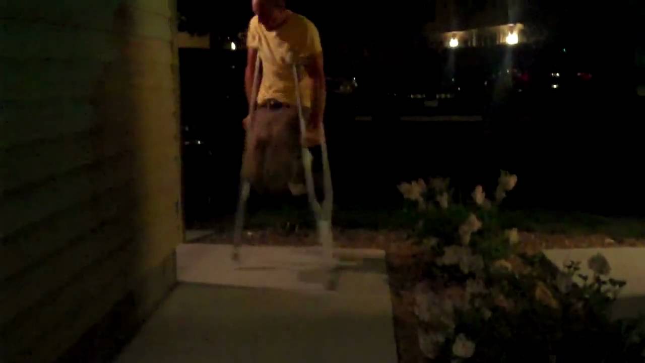 Hopping On Crutches Doing Amazing Tricks YouTube