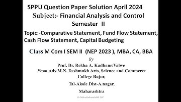 Financial Analysis and control April 2024 SPPU Question paper solution to  M Com, MBA, CA students