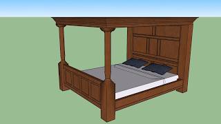 Four poster bed model made in Sketchup.