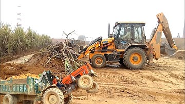 JCB 3DX plus loader working machine price in tractor trolley mitti loading video in jcb tractor yz