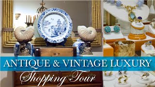 Antique Vintage Luxury Interior Design Shop Walking Tour! TIMELESS Home Decor + Fine Estate Jewelry!