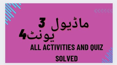 Module 3 Unit 4 activities and Quiz