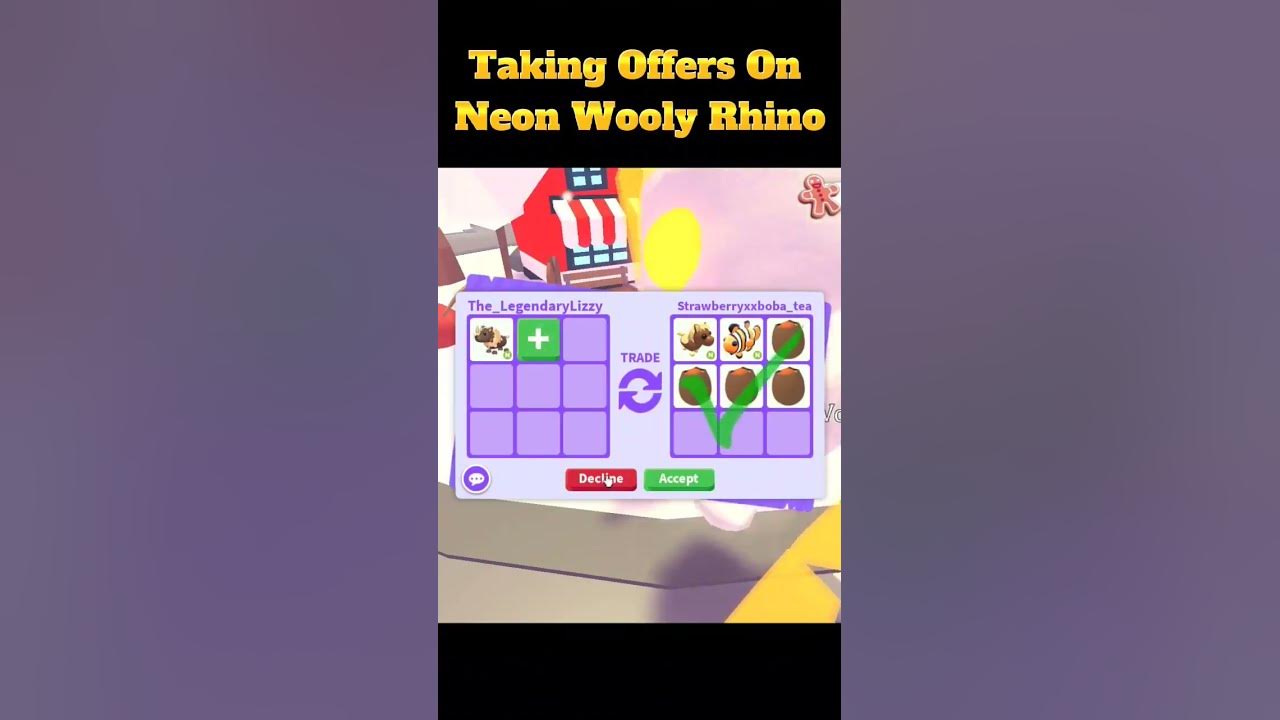 Tradingtaking Offers On Neon Wooly Rhino In Roblox Adopt Me Youtube