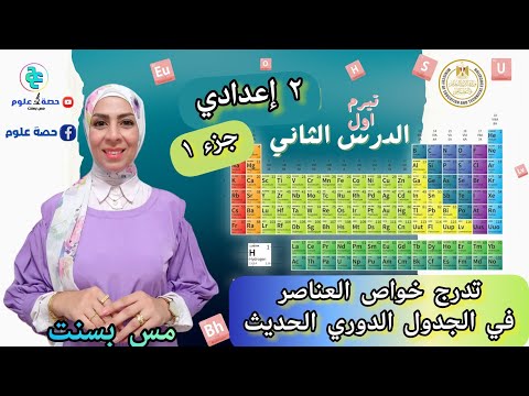 تدرج خواص العناصر في الجدول الدوري الحديث الجزء ١ للصف الثاني الإعدادي الحجم والسالبية ٢٠٢٣