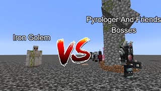 Iron Golem vs Pyrologer And Friends Bosses  Mob Battle  Minecraft