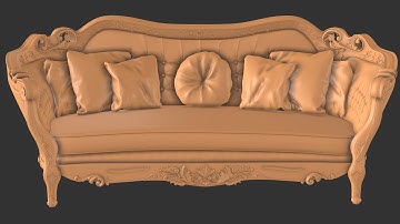 maya 3d modeling ornament sofa