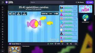 Playing candy clicker in Crazygames