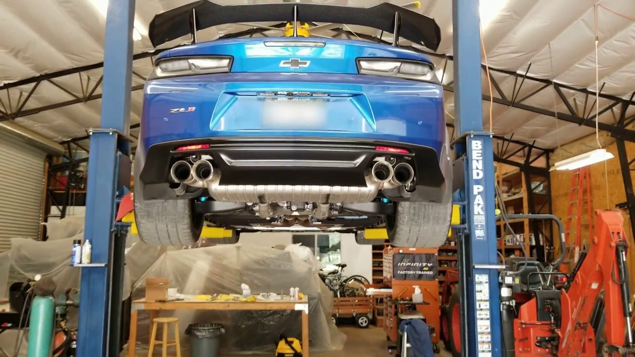 2018 Camaro ZL1 1LE factory stock exhaust before disassembly YouTube