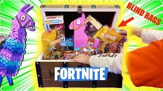 Finding NEW FORTNITE FIGURES & MERCH in Legendary Treasure Chest IN REAL LIFE!!