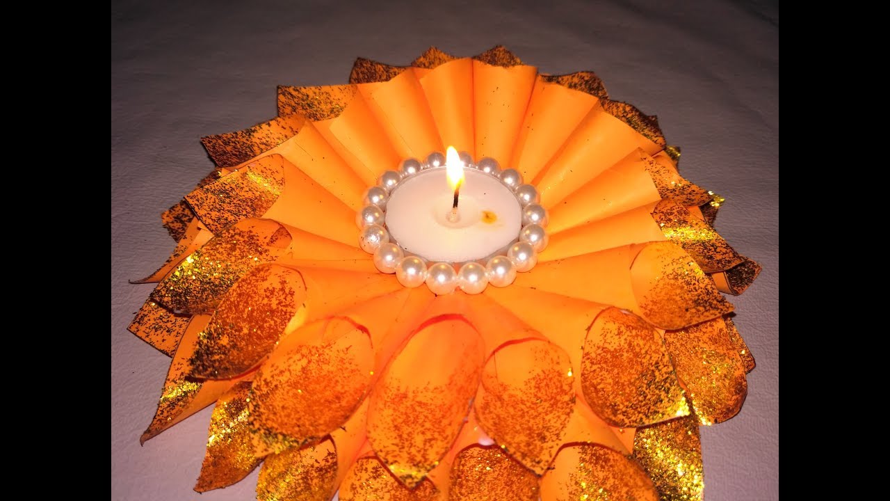 DIY Paper CraftDiya holder with giant flower/Make your own colorful