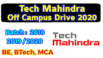 Tech Mahindra Off Campus Drive 2020 || BE/BTech/MCA || Chandan Patel