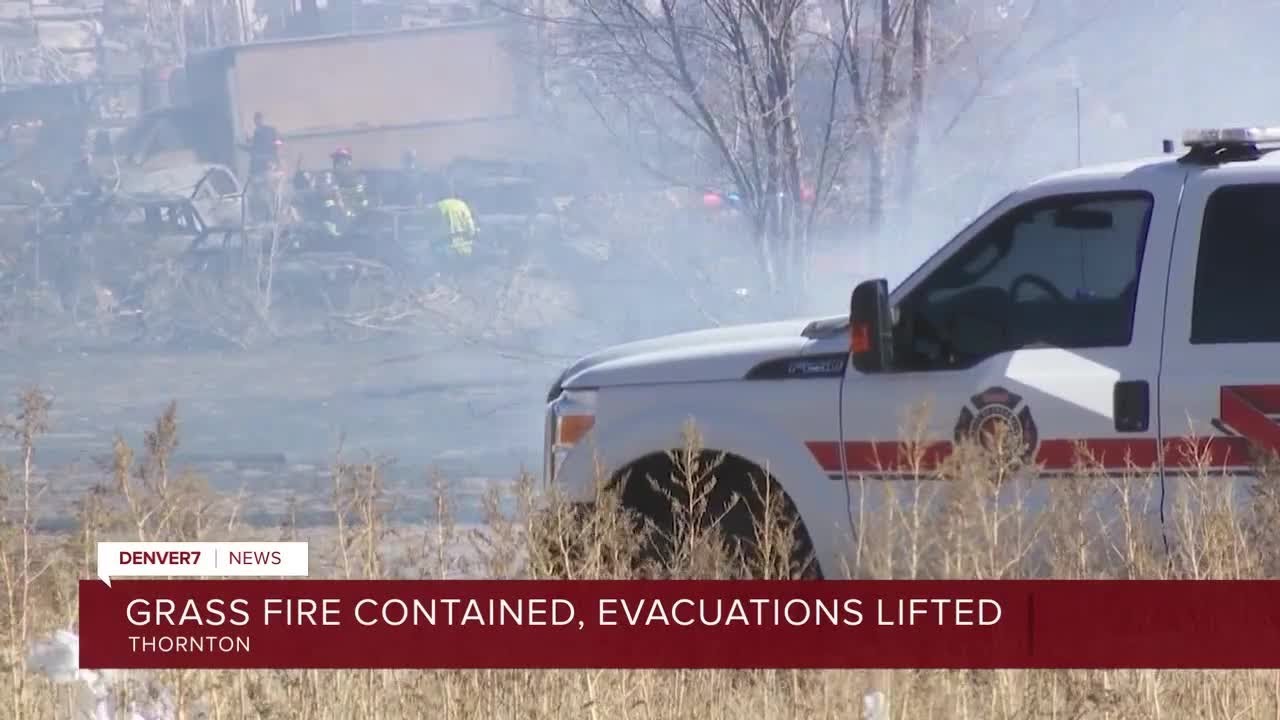 Grass fire contained, evacuations lifted in Thornton