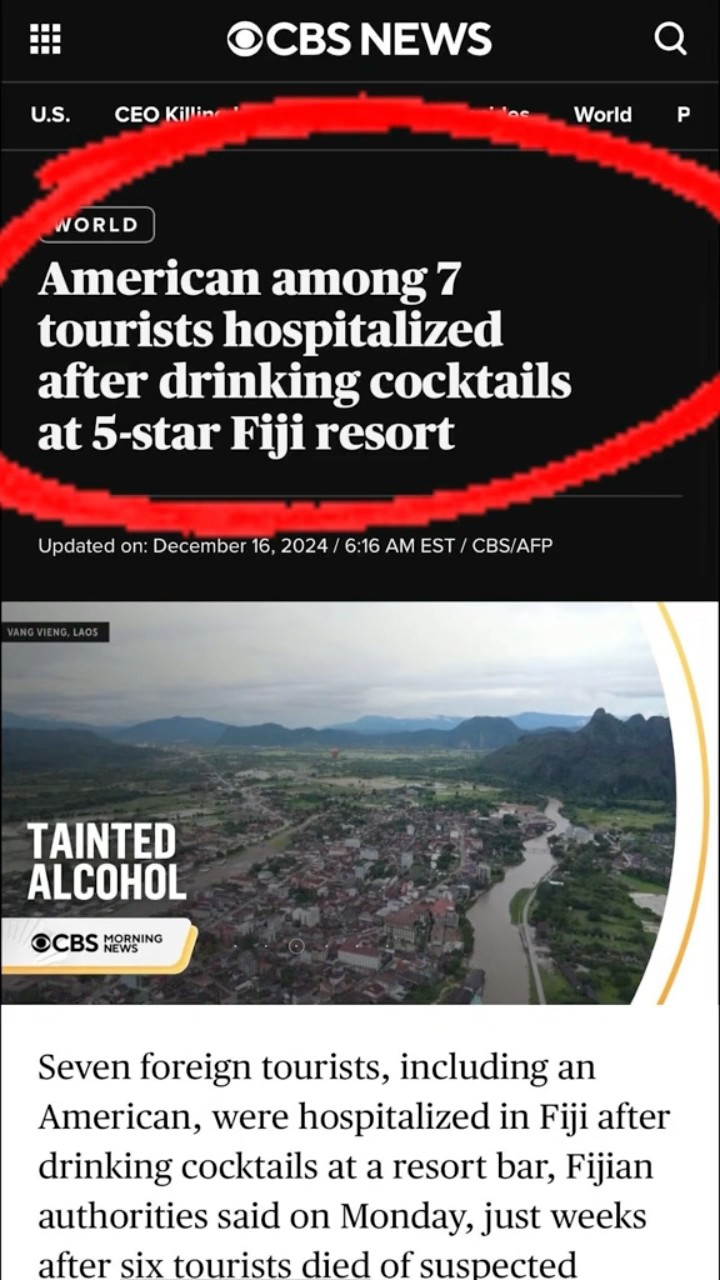 American among 7 tourists hospitalized after drinking cocktails at Fiji resort #shorts