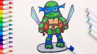 Drawing And Coloring Ninja Turtles Leonardo I Drawings For Kids I Drawing And Coloring Idea #29