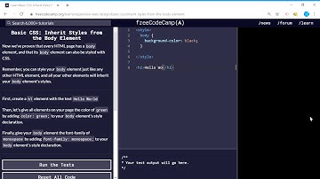 Basic CSS (26/44) | Inherit Styles from the Body Element | freeCodeCamp