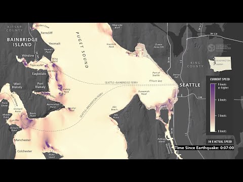 Tsunami current velocity simulation for Seattle–Bainbridge Island, Wash.