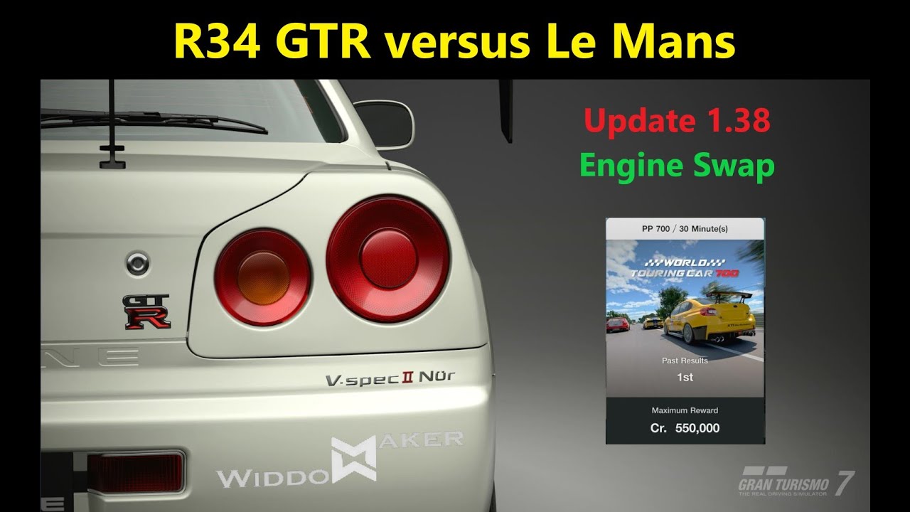 GT7 R34 GTR V Spec 2 Nur C92 Engine Swap Le Mans 700pp The Grind Gold