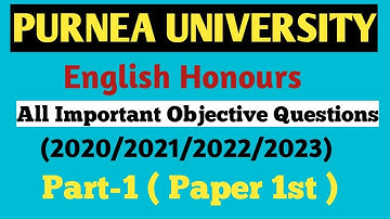 English Hons Part1 (paper-1st)Objective Questions || MCQ || Purnea University ||