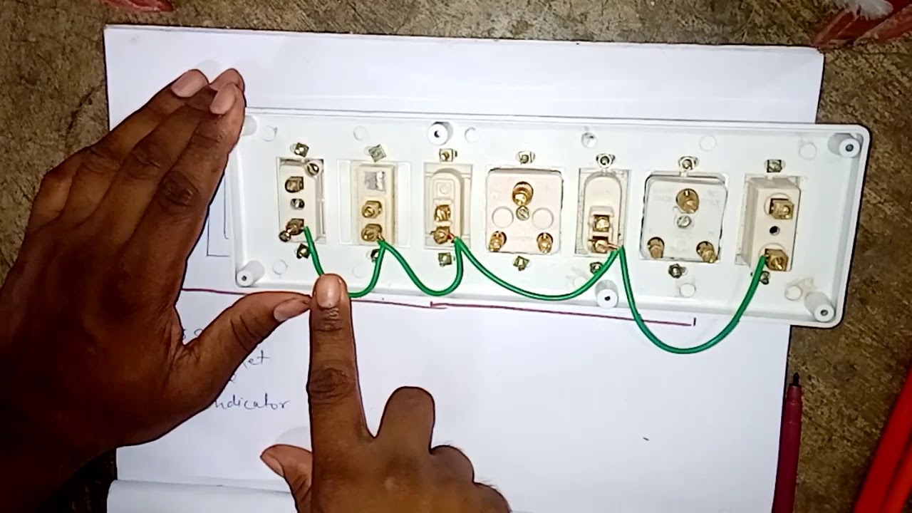 3 switch 2 socket 1 fuse 1indicator board wiring connection - YouTube