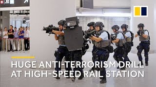 Hong Kong police hold large anti-terrorism drill at high-speed rail link to mainland China