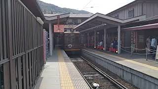 嵐電(京福電鉄)嵐山駅モボ21型発車シーン