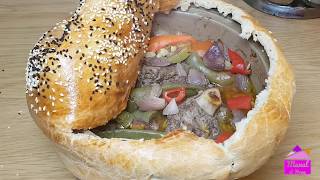 فخارة اللحم بالعجين التركيه / Meat and vegetable hotpot