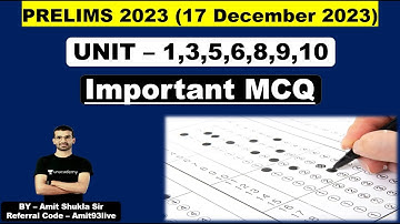 MPPSC PRE | Important MCQs For MPPSC PRE 2023 | Part 2 | Prelims 2023 | Amit Shukla Sir