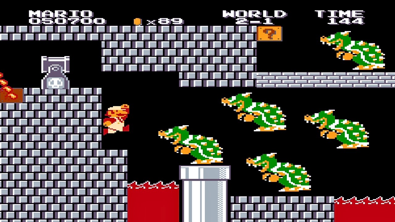 Bowser Castle Part1! Nes Super Mario Bros Walkthrough