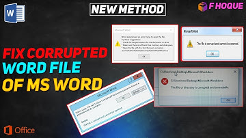 how to Recover and Repair Corrupted Word File |F HOQUE|how to fix corrupted word file by 6 methods |