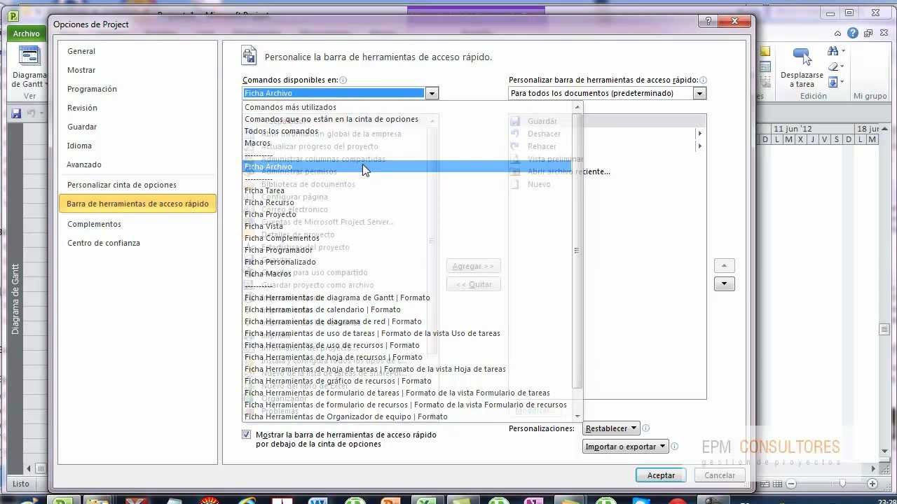 Microsoft Project Menu Ribbons Personalizar Cinta de opciones - Ribbon en Microsoft Project 2010 - YouTube