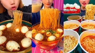 MUKBANG ASMR Eating Spicy Soupy Noodles 🌶 and Many Boil Eggs #26