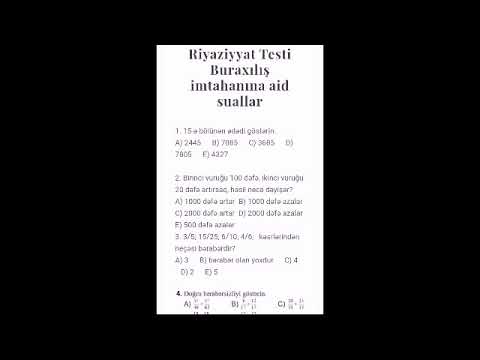 RİYAZİYYAT testi✍ 9 cu sinif  buraxılış imtahanına aid suallar.🎒🎓