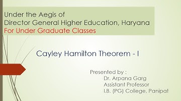 Cayley Hamilton Theorem- I