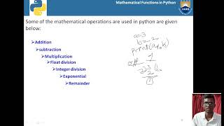 Mathematical functions in python -# IARE